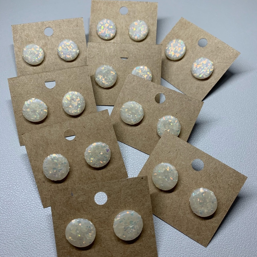 Handmade Polymer Clay Opal Earring Studs - Picture 4 of 6